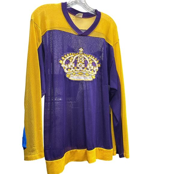 Vintage Bob McCarthy Purple Gold Crown Jersey LA Kings Style Medium - Picture 1 of 9
